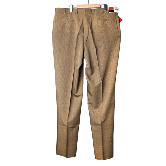 Vintage Pierre Cardin Dress Pants Trousers Flat Front Slacks Tan Sz 40 NEW - Picture 3 of 13